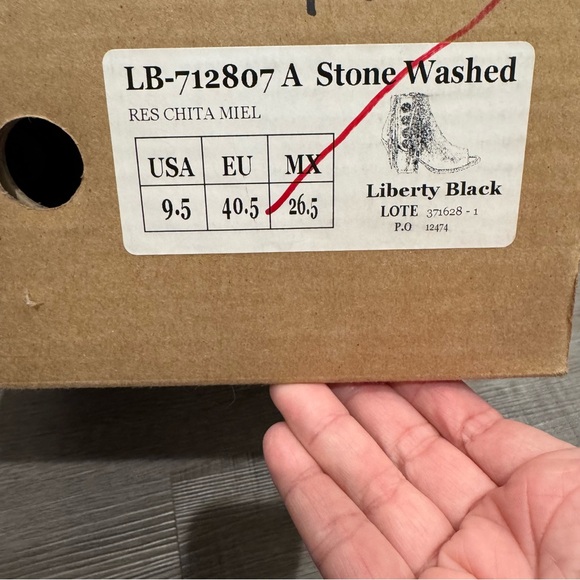 Liberty Chita Miel Concho Fringe Peep Black Leopard Stone Washed Boots Booties - Picture 10 of 10